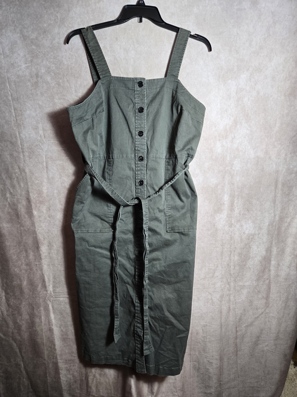 Universal Thread Olive Green Button-Front Midi Dress Sz XXL Women's Casual
